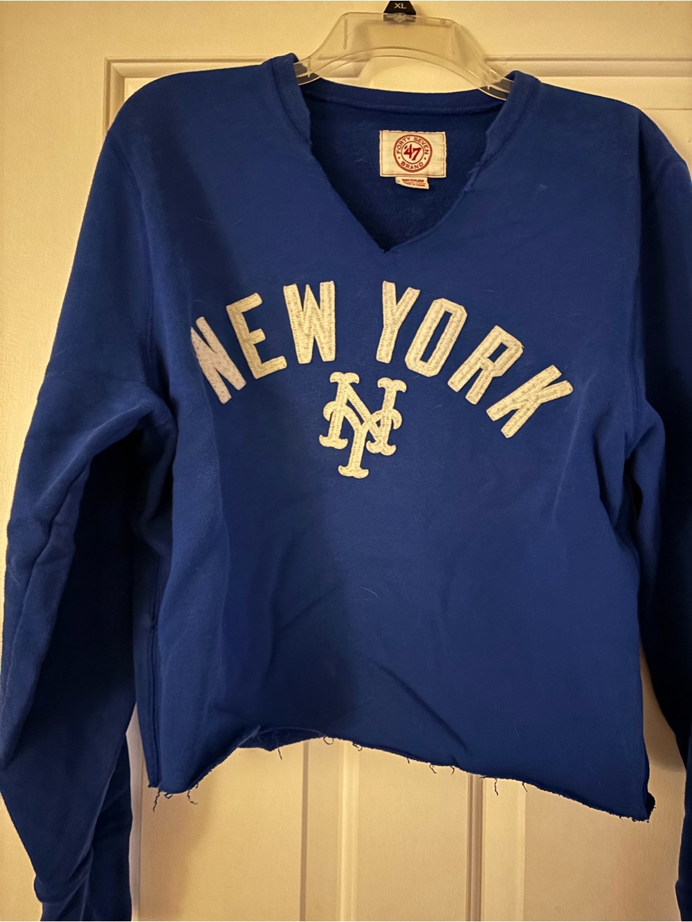 47 Women’s Blue V-Neck New York Pullover Sweatshirt